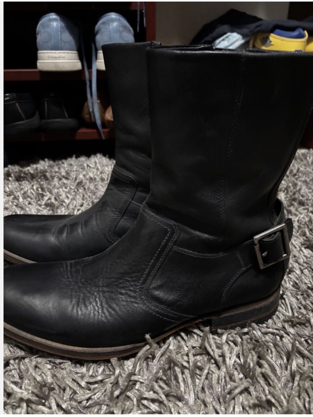 Cole Haan Chelsea Style Black Ankle Boots W/ Buckle Men's sz 10